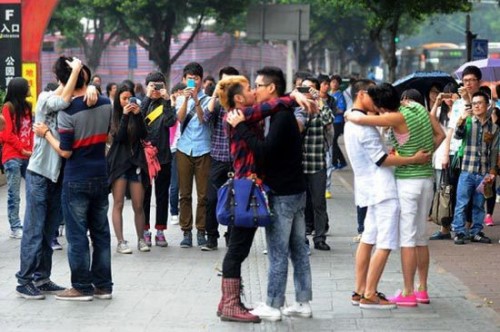 Gay Saigon kiss in